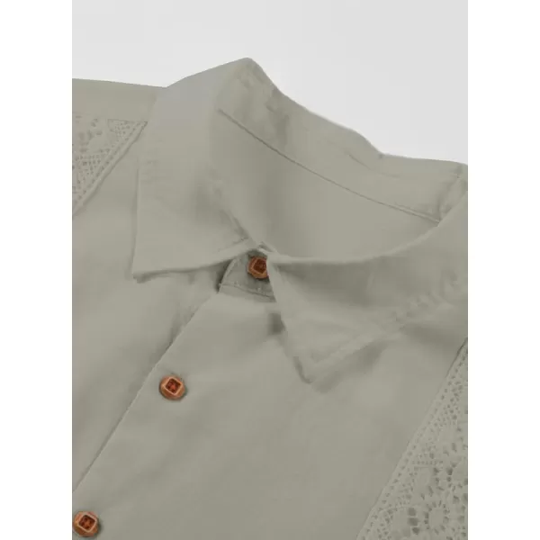 JMIERR Mens Cotton Linen Guayabera Shirts Casual Button Up Short Sleeve Summer Beach Shirt