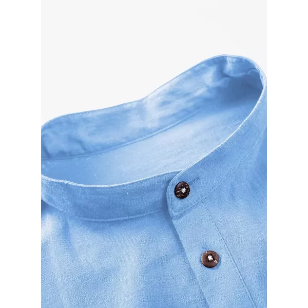 JMIERR Mens Cotton Linen Henley Shirt Casual Button Down Short Sleeve Tropical Shirts Summer Beach T Shirts