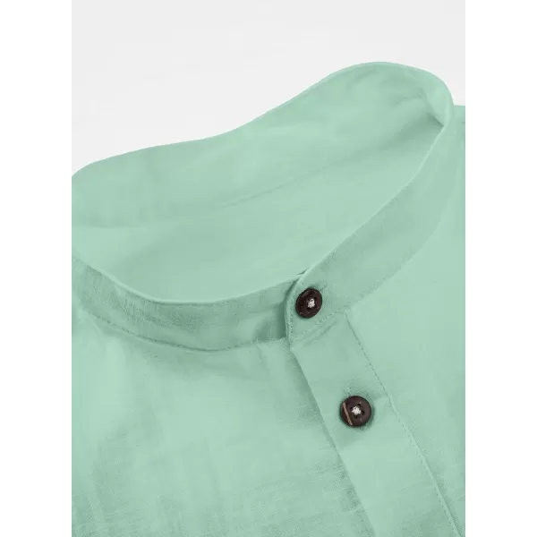 JMIERR Mens Cotton Linen Henley Shirt Casual Button Down Short Sleeve Tropical Shirts Summer Beach T Shirts