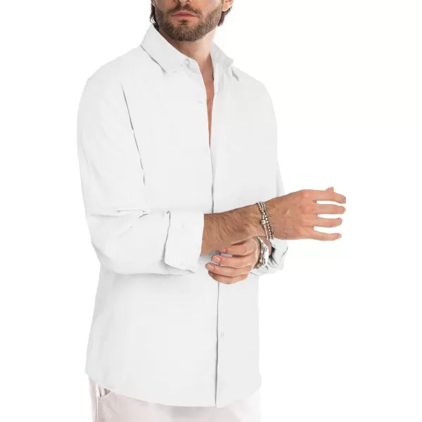 JMIERR Men's Cotton Shirts Casual Long Sleeve Button-Down Striped Dress Shirt