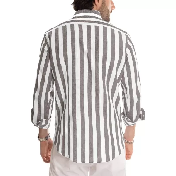 JMIERR Men's Cotton Shirts Casual Long Sleeve Button-Down Striped Dress Shirt