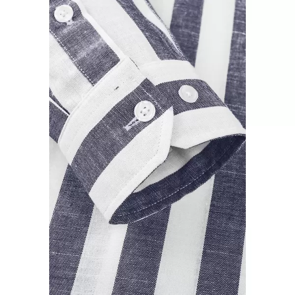 JMIERR Men's Cotton Shirts Casual Long Sleeve Button-Down Striped Dress Shirt