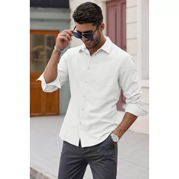 JMIERR Men's Cotton Shirts Casual Long Sleeve Button-Down Striped Dress Shirt