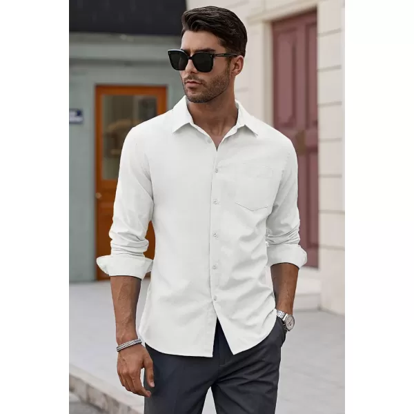 JMIERR Men's Cotton Shirts Casual Long Sleeve Button-Down Striped Dress Shirt
