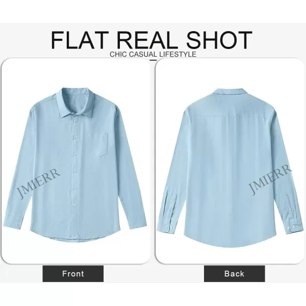 JMIERR Men's Cotton Shirts Casual Long Sleeve Button-Down Striped Dress Shirt