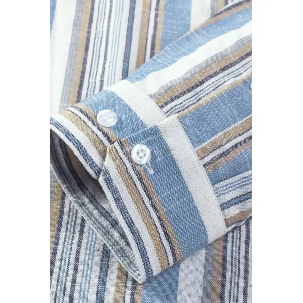 JMIERR Men's Cotton Shirts Casual Long Sleeve Button-Down Striped Dress Shirt