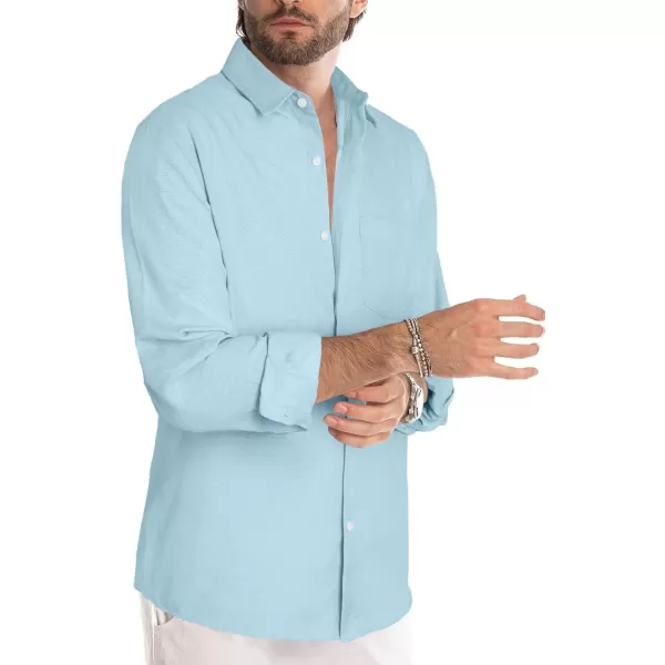 JMIERR Men's Cotton Shirts Casual Long Sleeve Button-Down Striped Dress Shirt