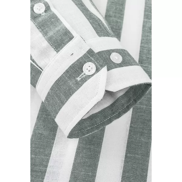JMIERR Men's Cotton Shirts Casual Long Sleeve Button-Down Striped Dress Shirt