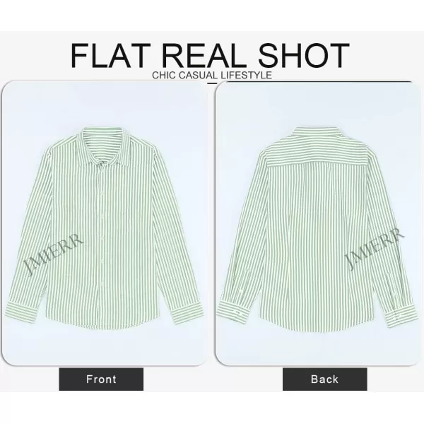 JMIERR Men's Cotton Shirts Casual Long Sleeve Button-Down Striped Dress Shirt
