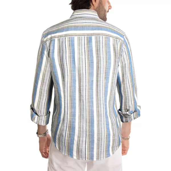 JMIERR Men's Cotton Shirts Casual Long Sleeve Button-Down Striped Dress Shirt