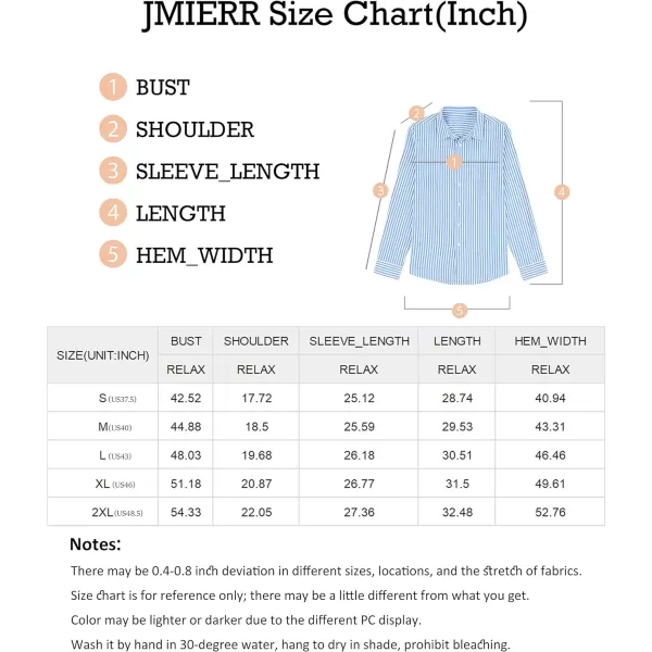 JMIERR Men's Cotton Shirts Casual Long Sleeve Button-Down Striped Dress Shirt