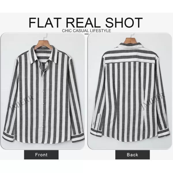 JMIERR Men's Cotton Shirts Casual Long Sleeve Button-Down Striped Dress Shirt