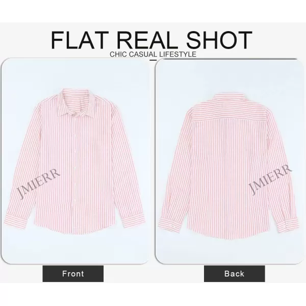 JMIERR Men's Cotton Shirts Casual Long Sleeve Button-Down Striped Dress Shirt