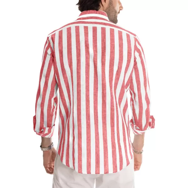 JMIERR Men's Cotton Shirts Casual Long Sleeve Button-Down Striped Dress Shirt