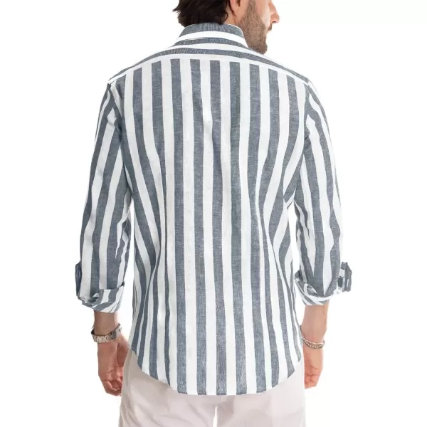 JMIERR Men's Cotton Shirts Casual Long Sleeve Button-Down Striped Dress Shirt