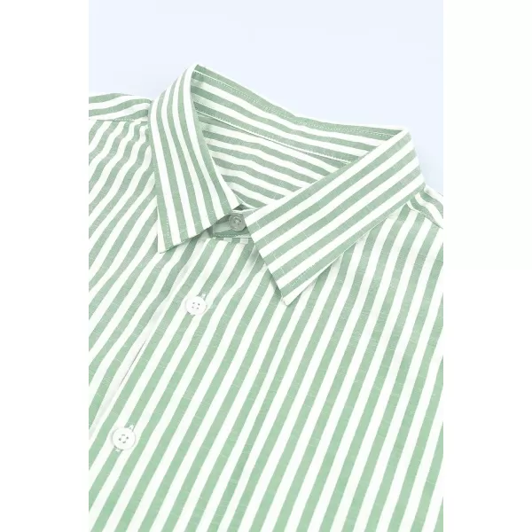 JMIERR Men's Cotton Shirts Casual Long Sleeve Button-Down Striped Dress Shirt