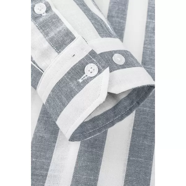 JMIERR Men's Cotton Shirts Casual Long Sleeve Button-Down Striped Dress Shirt