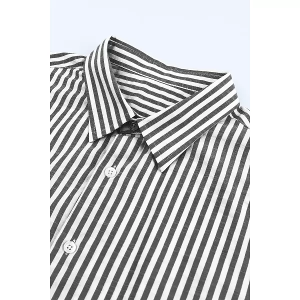 JMIERR Men's Cotton Shirts Casual Long Sleeve Button-Down Striped Dress Shirt