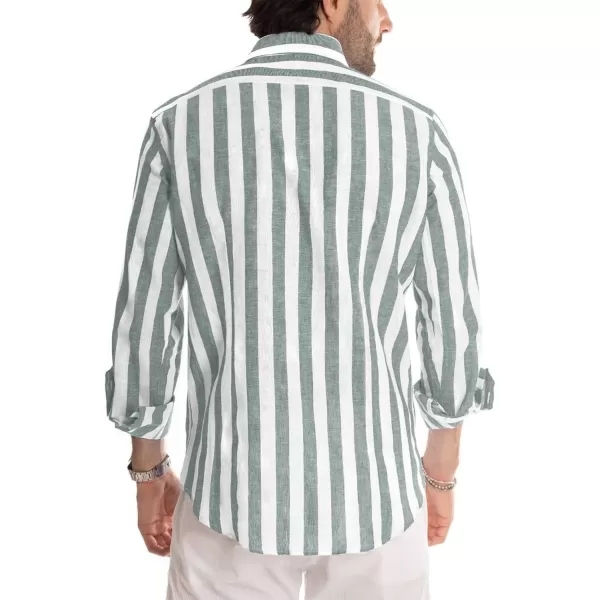 JMIERR Men's Cotton Shirts Casual Long Sleeve Button-Down Striped Dress Shirt