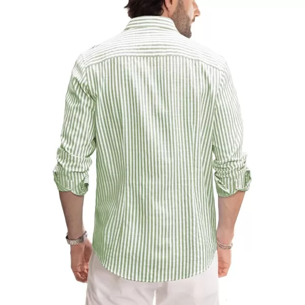 JMIERR Men's Cotton Shirts Casual Long Sleeve Button-Down Striped Dress Shirt