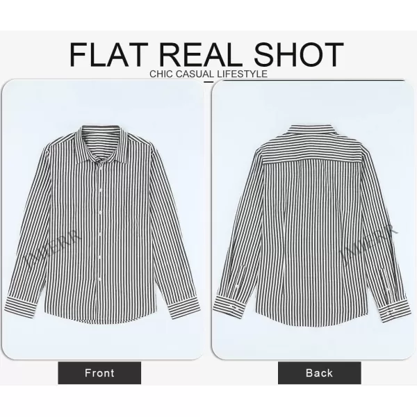 JMIERR Men's Cotton Shirts Casual Long Sleeve Button-Down Striped Dress Shirt