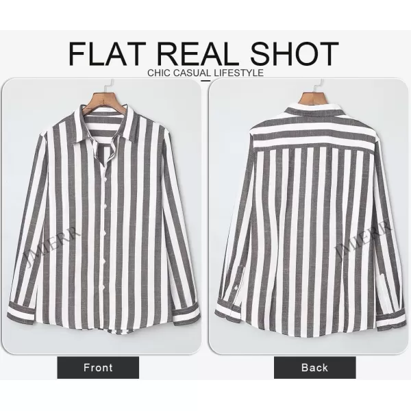 JMIERR Men's Cotton Shirts Casual Long Sleeve Button-Down Striped Dress Shirt