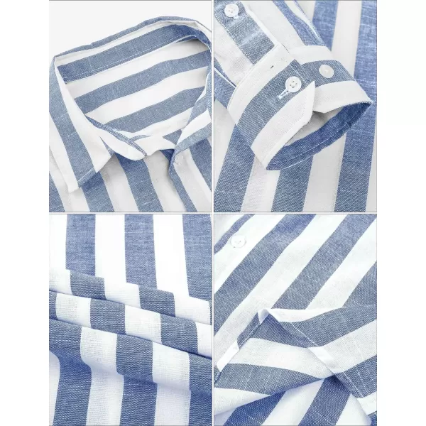 JMIERR Men's Cotton Shirts Casual Long Sleeve Button-Down Striped Dress Shirt