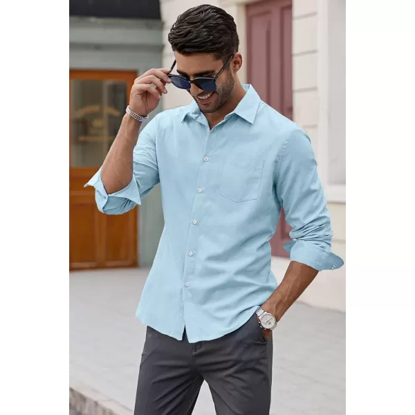 JMIERR Men's Cotton Shirts Casual Long Sleeve Button-Down Striped Dress Shirt
