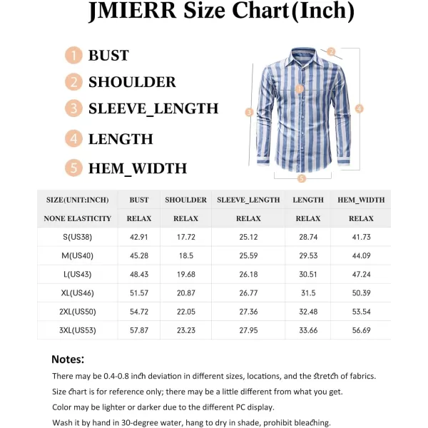 JMIERR Men's Cotton Shirts Casual Long Sleeve Button-Down Striped Dress Shirt