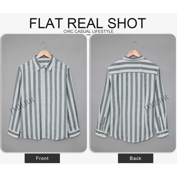 JMIERR Men's Cotton Shirts Casual Long Sleeve Button-Down Striped Dress Shirt
