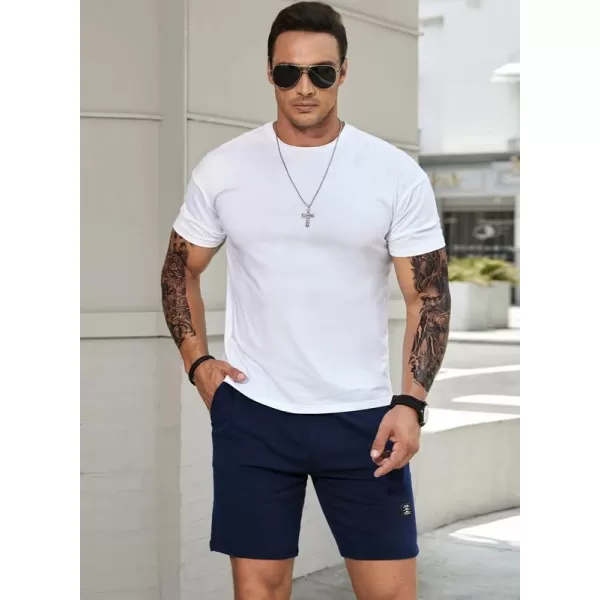 JMIERR Mens Cotton Sweat Shorts with 3 Pockets Workout Lounge Jogger Athletic Shorts 7 inch Inseam Running Shorts
