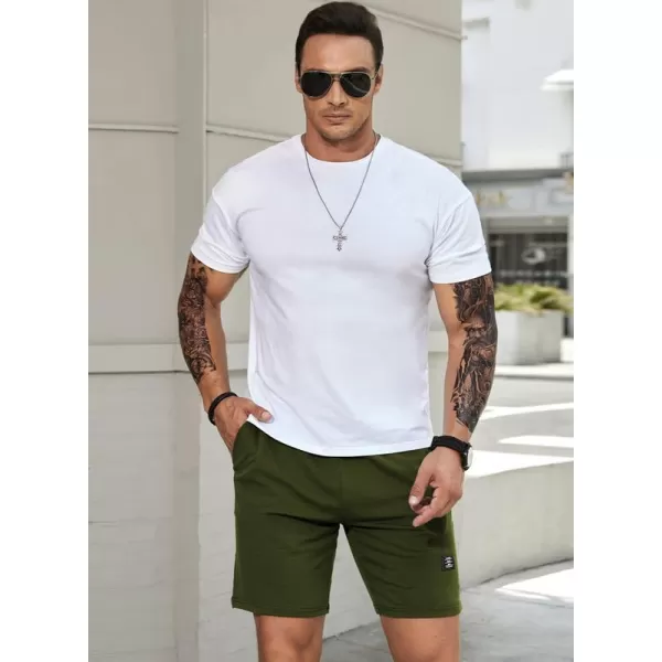 JMIERR Mens Cotton Sweat Shorts with 3 Pockets Workout Lounge Jogger Athletic Shorts 7 inch Inseam Running Shorts