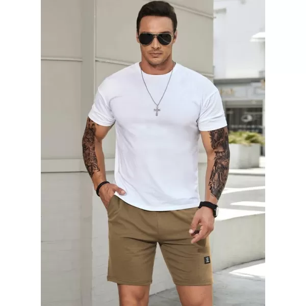 JMIERR Mens Cotton Sweat Shorts with 3 Pockets Workout Lounge Jogger Athletic Shorts 7 inch Inseam Running Shorts