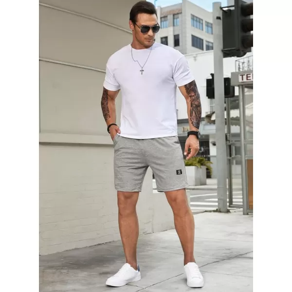 JMIERR Mens Cotton Sweat Shorts with 3 Pockets Workout Lounge Jogger Athletic Shorts 7 inch Inseam Running Shorts