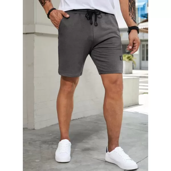 JMIERR Mens Cotton Sweat Shorts with 3 Pockets Workout Lounge Jogger Athletic Shorts 7 inch Inseam Running Shorts