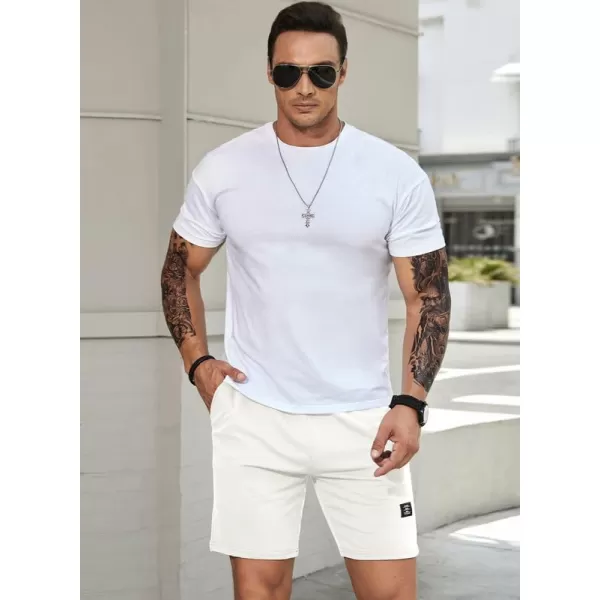JMIERR Mens Cotton Sweat Shorts with 3 Pockets Workout Lounge Jogger Athletic Shorts 7 inch Inseam Running Shorts