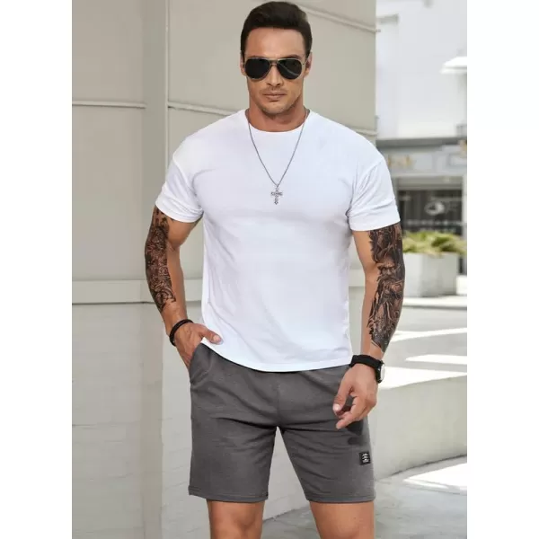 JMIERR Mens Cotton Sweat Shorts with 3 Pockets Workout Lounge Jogger Athletic Shorts 7 inch Inseam Running Shorts