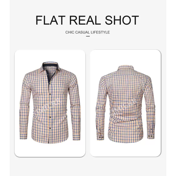 JMIERR Men's Dress Shirts Plaid 100% Cotton Button Down Long Sleeve Regular Fit Formal Business Shirts