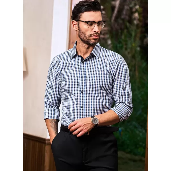 JMIERR Men's Dress Shirts Plaid 100% Cotton Button Down Long Sleeve Regular Fit Formal Business Shirts