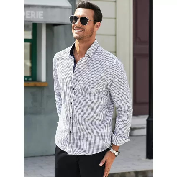 JMIERR Men's Dress Shirts Plaid 100% Cotton Button Down Long Sleeve Regular Fit Formal Business Shirts