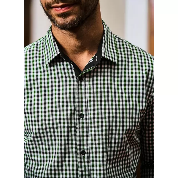 JMIERR Men's Dress Shirts Plaid 100% Cotton Button Down Long Sleeve Regular Fit Formal Business Shirts