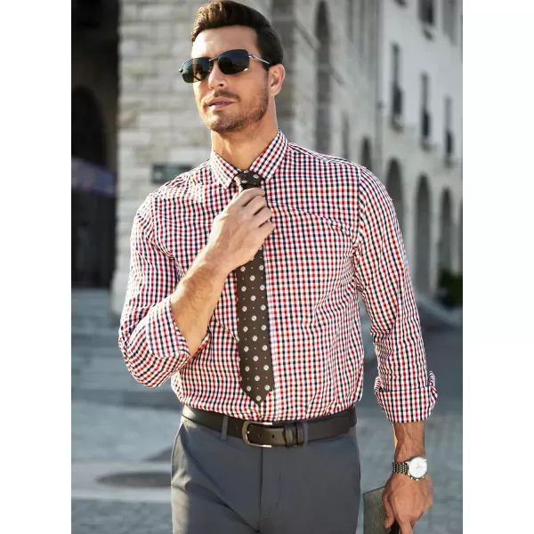 JMIERR Men's Dress Shirts Plaid 100% Cotton Button Down Long Sleeve Regular Fit Formal Business Shirts