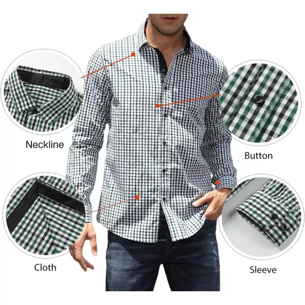 JMIERR Men's Dress Shirts Plaid 100% Cotton Button Down Long Sleeve Regular Fit Formal Business Shirts
