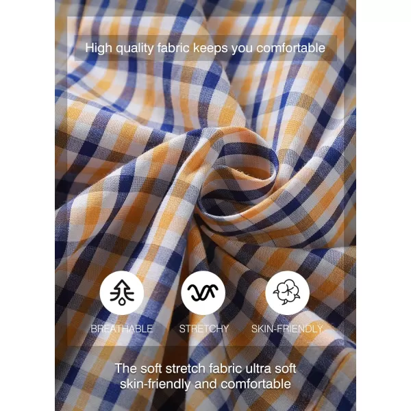 JMIERR Men's Dress Shirts Plaid 100% Cotton Button Down Long Sleeve Regular Fit Formal Business Shirts