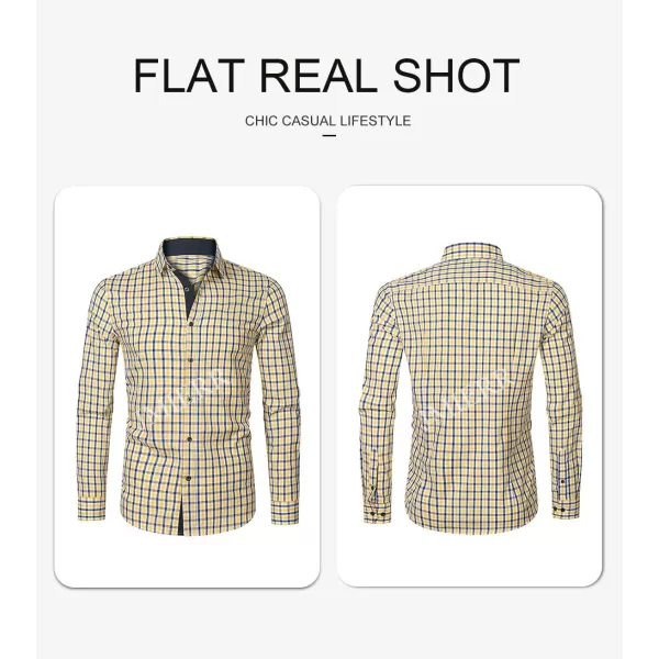 JMIERR Men's Dress Shirts Plaid 100% Cotton Button Down Long Sleeve Regular Fit Formal Business Shirts