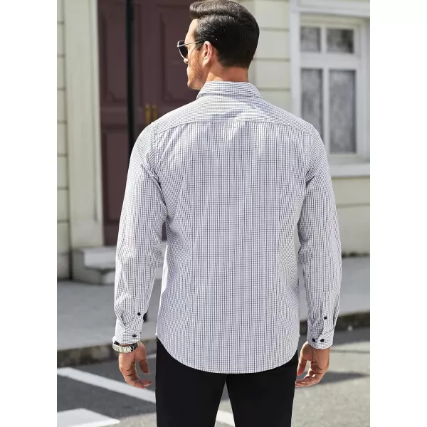 JMIERR Men's Dress Shirts Plaid 100% Cotton Button Down Long Sleeve Regular Fit Formal Business Shirts