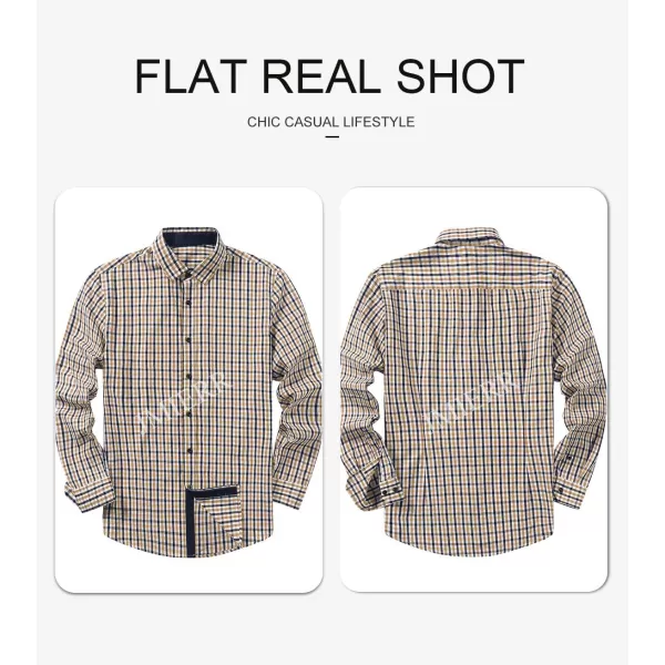 JMIERR Men's Dress Shirts Plaid 100% Cotton Button Down Long Sleeve Regular Fit Formal Business Shirts