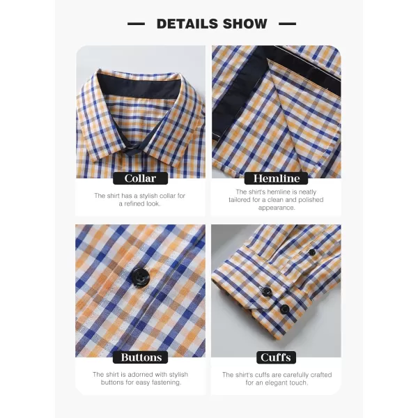 JMIERR Men's Dress Shirts Plaid 100% Cotton Button Down Long Sleeve Regular Fit Formal Business Shirts