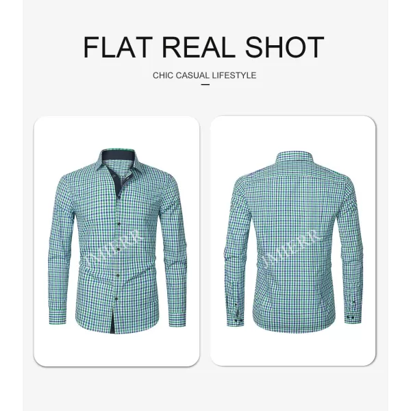 JMIERR Men's Dress Shirts Plaid 100% Cotton Button Down Long Sleeve Regular Fit Formal Business Shirts