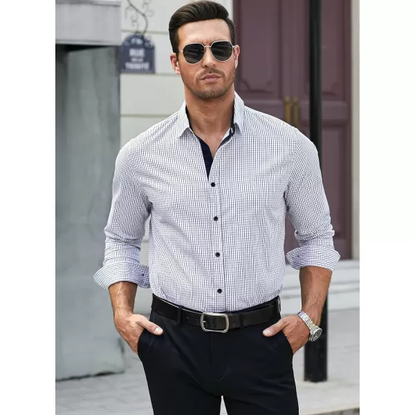 JMIERR Men's Dress Shirts Plaid 100% Cotton Button Down Long Sleeve Regular Fit Formal Business Shirts